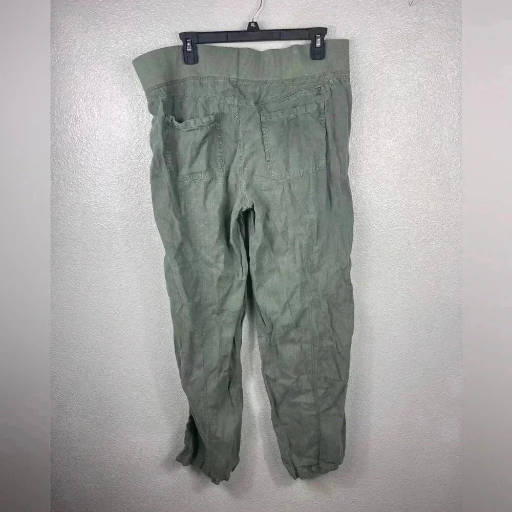 Athleta 100% Linen Reverie Jasper Green Pants Sweatpants Womens 14 Lightweight - Picture 8 of 12